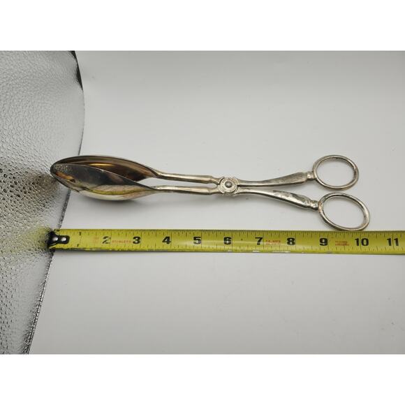 Vintage E.P ZINC Silver Plate Italy Scissor Salad Pastry Bread Serving Tongs 10” - Picture 2 of 8